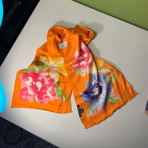 Lauren Ralph Lauren Accessories - Lauren by Ralph Lauren Orange Floral oblong 100% silk scarf